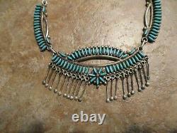 20 Dynamite Vintage Zuni Sterling Silver Petit Point Turquoise Collier
