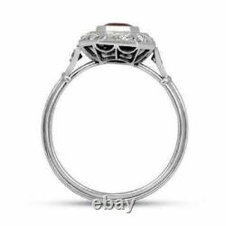 2ct Émeraude Coupé Rouge Rubis Diamant Bague De Fiançailles Halo Solide14k Or Blanc Finition