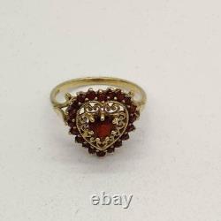 2ct Heart Cut Red Garnet Diamond Vintage Bague De Fiançailles 14k Or Jaune Finition