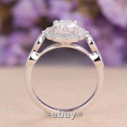 2ct Oval Cut Lab Créé Diamond Halo Style Engagement Mariage 14k