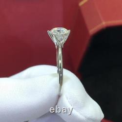 2ct Rond Coupe Simulé Diamant Solitaire Anneau Femme En Plaqué Or Blanc 14k