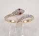 3.00ct Rond Coupe Vvs1 Diamond & Ruby Simulated Snake Ring 14k Or Jaune Finition