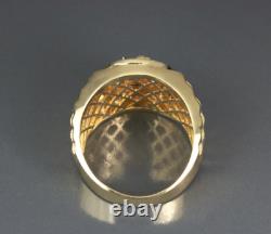3.50ct Rond Moissanite Mode Homme Flying Eagle Ring 14k Or Jaune Finition