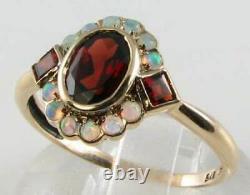 3.60ct Oval Cut Red Garnet & Fire Opal Art Déco Vintage Ring 14k Rose Gold Over