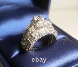 3 Ct Princesse Taille Vintage Diamond Bague De Fiançailles Ensemble De Mariage Or Blanc Ov