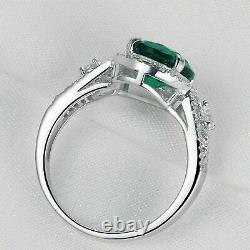 3ct Oval Cut Lab A Créé Emerald Halo Bague De Fiançailles En Finition Or Blanc 14k