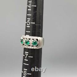 3ct Round Cut Lab A Créé Emerald Cigar Bande De Mariage Bague En Or Blanc 14k