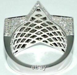 4ct Coupe Ronde Moissanite Star Wedding Men's Ring 14k Blanc Or Plaqué Argent