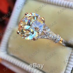 5.25ct Round Cut Diamant En Or Blanc 14k Solitaire Terminer Vintage Bague De Fiançailles