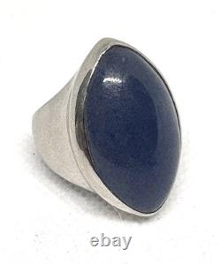 (58) Bague Vintage en Argent 925 Lapis Lazuli 30 mm 25 Ct Taille 6 HBP GIANT