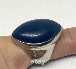 (58) Bague Vintage en Argent 925 Lapis Lazuli 30 mm 25 Ct Taille 6 HBP GIANT