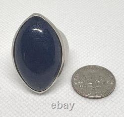 (58) Bague Vintage en Argent 925 Lapis Lazuli 30 mm 25 Ct Taille 6 HBP GIANT