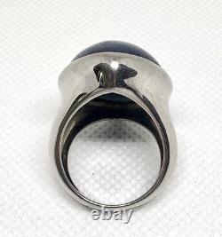 (58) Bague Vintage en Argent 925 Lapis Lazuli 30 mm 25 Ct Taille 6 HBP GIANT