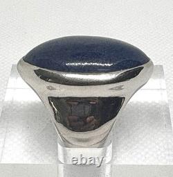 (58) Bague Vintage en Argent 925 Lapis Lazuli 30 mm 25 Ct Taille 6 HBP GIANT