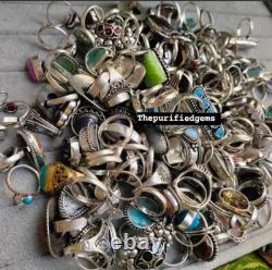 75 Pcs Mélange Naturel de Bagues en Gemmes / Bague de Style Vintage / Lot de Bagues de Déclaration