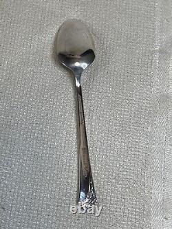 8 Cuillères à café en argent sterling héritage en damas rose Oneida vintage de 1946