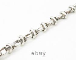 925 Argent Sterling Vintage Brillant Poli Bracelet En Chaîne Ovale Lisse Bt6704