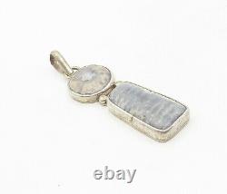 925 Argent Sterling Vintage Gris Multiforme Jasper 2 Pendentif En Pierre Pt6445