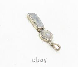 925 Argent Sterling Vintage Gris Multiforme Jasper 2 Pendentif En Pierre Pt6445