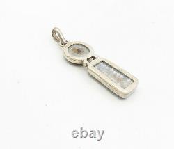 925 Argent Sterling Vintage Gris Multiforme Jasper 2 Pendentif En Pierre Pt6445