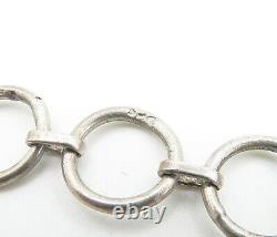 925 Argent Sterling Vintage Hématite Bracelet Chaîne À Maillons Multiforme Bt3148