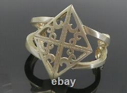 925 Argent Sterling Vintage Moderniste Diamant Forme Bracelet Cuff Bt3966