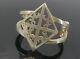 925 Argent Sterling Vintage Moderniste Diamant Forme Bracelet Cuff Bt3966