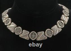 925 Argent Sterling Vintage Motif Oxydé Collier Chaîne Perlée Ne1730