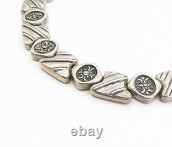 925 Argent Sterling Vintage Motif Oxydé Collier Chaîne Perlée Ne1730