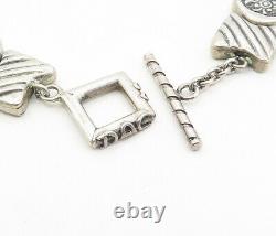 925 Argent Sterling Vintage Motif Oxydé Collier Chaîne Perlée Ne1730