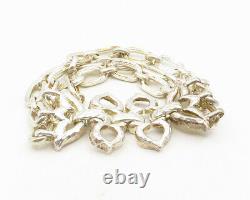 925 Argent Sterling Vintage Shiny Hammered Chaîne De Fleurs Bracelet Bt4656