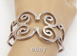 925 Argent Sterling Vintage Shiny Open Spiral Design Cuff Bracelet Bt1907