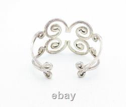 925 Argent Sterling Vintage Shiny Open Spiral Design Cuff Bracelet Bt1907