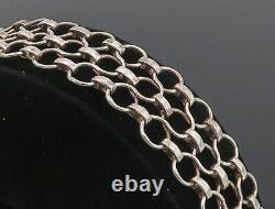 925 Argent Sterling Vintage Shiny Round Link Bracelet À Trois Rangées De Chaîne Bt3788