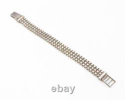 925 Argent Sterling Vintage Smooth Box Link Flat Chain Bracelet Bt5629