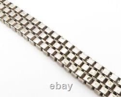 925 Argent Sterling Vintage Smooth Box Link Flat Chain Bracelet Bt5629