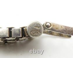 925 Argent Sterling Vintage Smooth Box Link Flat Chain Bracelet Bt5629