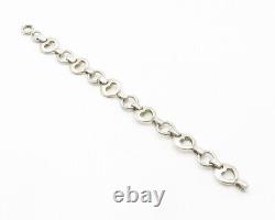 925 Argent Sterling Vintage Smooth Open Love Core Link Chaîne Bracelet- Bt5495