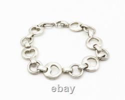 925 Argent Sterling Vintage Smooth Open Love Core Link Chaîne Bracelet- Bt5495