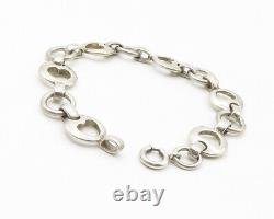 925 Argent Sterling Vintage Smooth Open Love Core Link Chaîne Bracelet- Bt5495