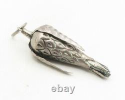 925 Argent Sterling Vintage Tonne Foncée Hollow Floral Design Pendentif Pt7691