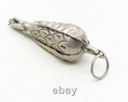 925 Argent Sterling Vintage Tonne Foncée Hollow Floral Design Pendentif Pt7691