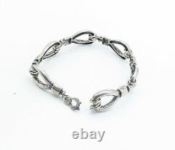 925 Argent Sterling Vintage Tonne Loop Design Chaîne Bracelet Bt2557