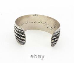 925 Argent Sterling Vintage Twist Tone Rope Détail Bracelet De Cuff Bt3926