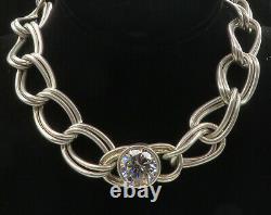 925 Collier De Chaîne En Argent Sterling Vintage Cubic Zirconia Double Lien Ne1762