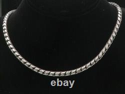 925 Sterling Silver Vintage Minimalist Twist Link Collier De Chaîne Brillant- Ne1542