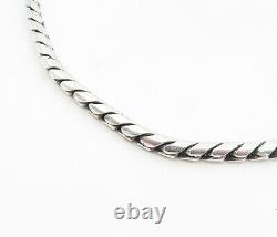 925 Sterling Silver Vintage Minimalist Twist Link Collier De Chaîne Brillant- Ne1542