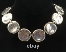 925 Sterling Silver Vintage Shiny Hollow Round Link Collier Chaîne Ne1672