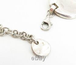 925 Sterling Silver Vintage Shiny Hollow Round Link Collier Chaîne Ne1672