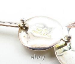 925 Sterling Silver Vintage Shiny Sculpted Floral Link Collier Chaîne Ne1631